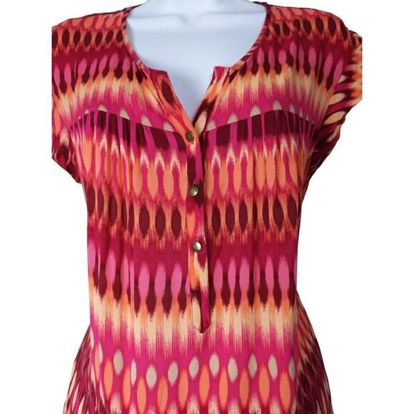 Apt. 9 Women's Pink Orange & Maroon short sleeve blouse size M - Picture 4 of 8